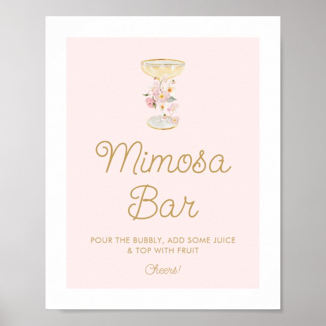 Affiche Panneau de bar à Mimosa Petales roses et Prosecco (Devant)
