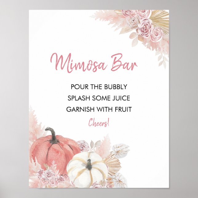 Affiche Panneau de bar à Mimosa pour Baby Shower Bohème Au (Devant)