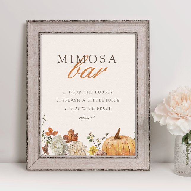 Affiche Panneau de bar à Mimosa pour Baby Shower Rustique  (Créateur téléchargé)