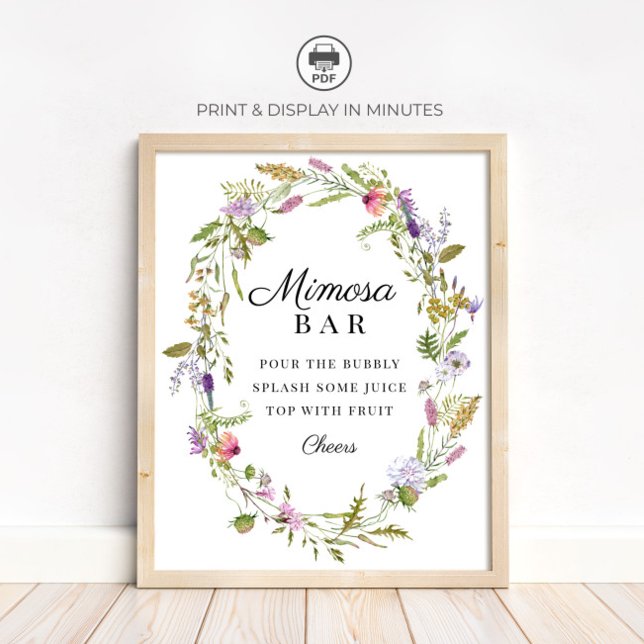 Affiche Panneau de bar à Mimosa pour fête de jardin de fle (Créateur téléchargé)
