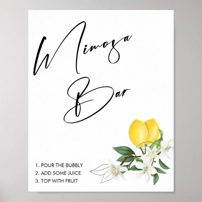 Affiche Panneau de bar à Mimosa pour la fête de mariage Ma (Devant)