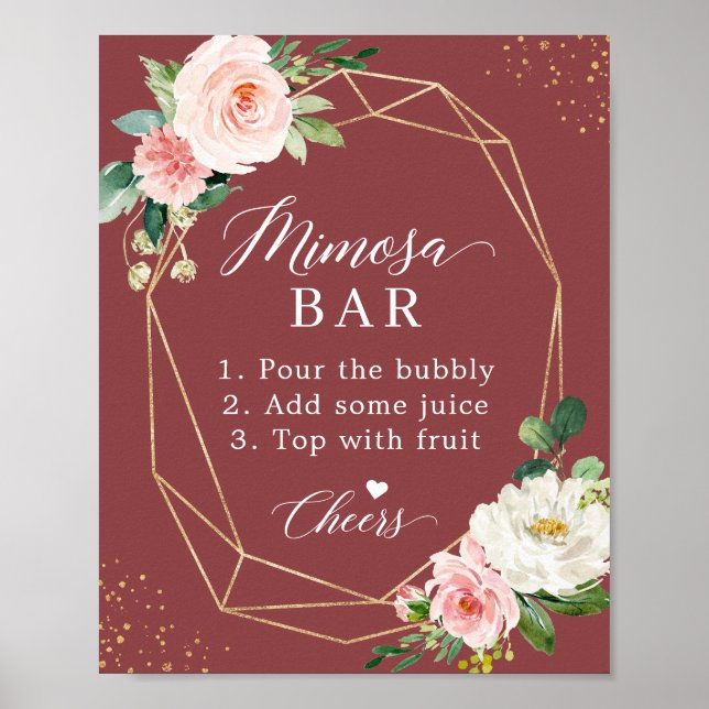Affiche Panneau de bar à Mimosa pour mariage avec Cinnamon (Devant)