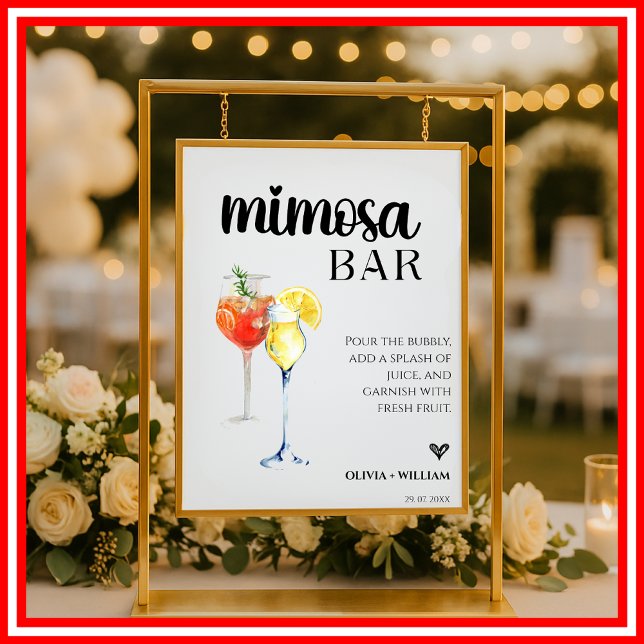 Affiche Panneau de bar à Mimosa pour mariage écriture scri (Créateur téléchargé)