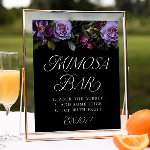Affiche Panneau de bar à Mimosa pour mariage floral pourpr