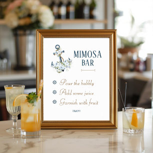 Affiche Panneau de bar à mimosa pour mariage nautique