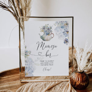 Affiche Panneau de bar à mimosa pour thé floral bleu