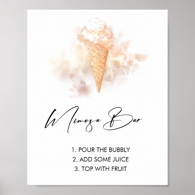 Affiche Panneau de bar à Mimosa pour une douche de mariée  (Devant)