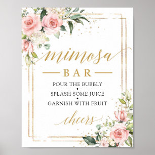 Affiche Panneau de bar boho mimosa rose rousse