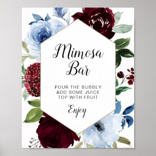 Affiche panneau de bar burgundy dusty blue mimosa