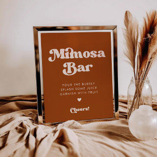 Affiche Panneau de bar Burnt Orange Mariage Mimosa rétro é