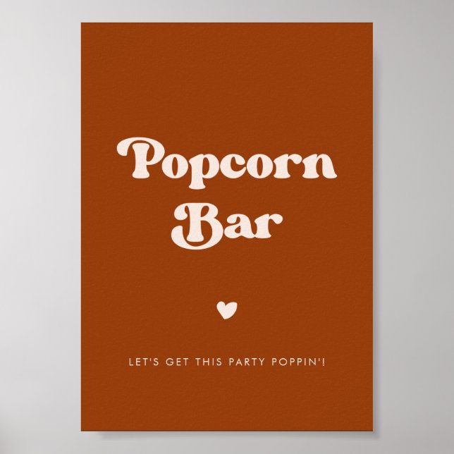 Affiche Panneau de bar Burnt Orange Popcorn élégant et rét (Devant)