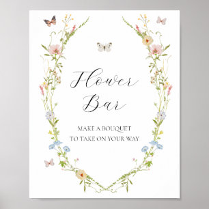Affiche Panneau de bar de bouquet de fleurs de fleurs sauv