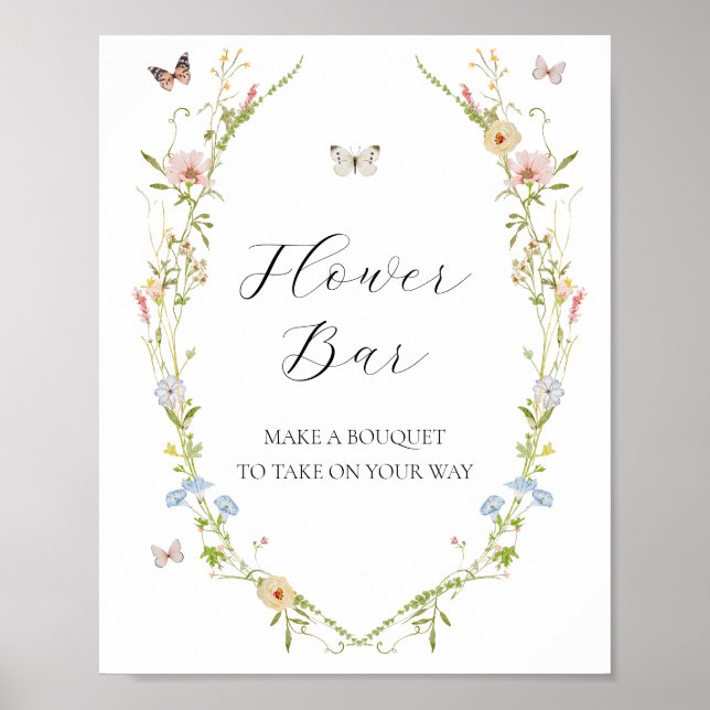 Affiche Panneau de bar de bouquet de fleurs de fleurs sauv (Devant)
