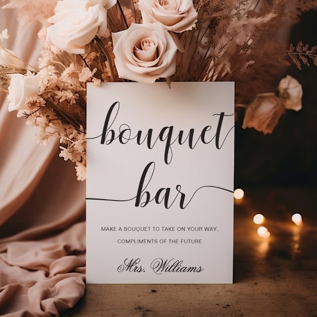 Affiche Panneau de bar de bouquet minimal moderne Leyton (Bouquet Bar Sign Leyton )