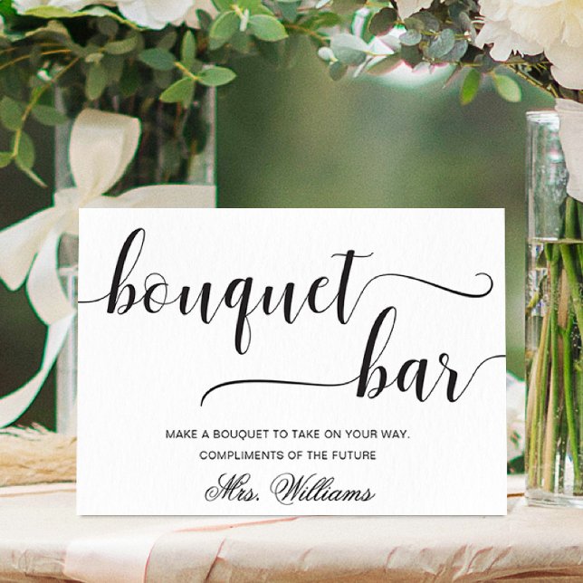 Affiche Panneau de bar de bouquet minimal moderne Leyton (Bouquet Bar Sign Leyton )