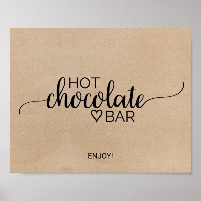 Affiche Panneau de bar de chocolat chaud simple en faux kr (Devant)