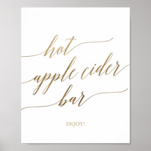 Affiche Panneau de bar de cidre chaud à calligraphie dorée