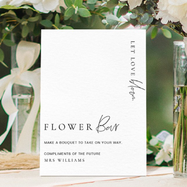 Affiche Panneau de bar de fleurs minimal moderne Estelle (Estelle Flower Bar Sign )