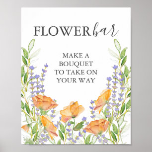 Affiche Panneau de bar de fleurs orange