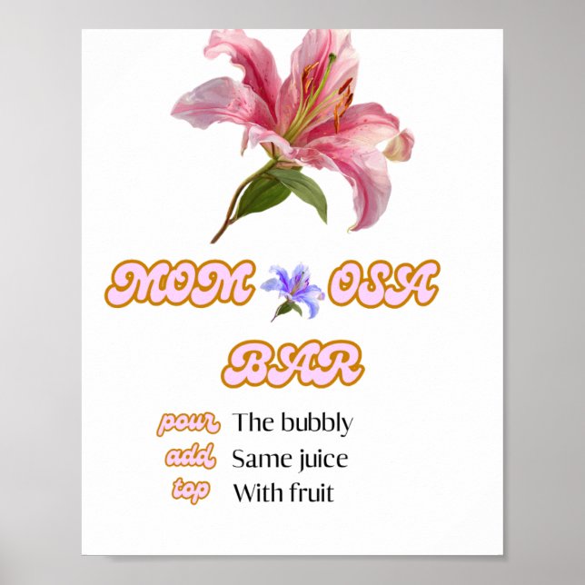 Affiche Panneau de bar de maman osa floral rose imprimable (Devant)
