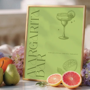 Affiche Panneau de bar de Margarita de mariage minimaliste
