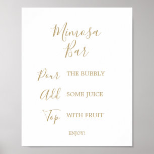 Affiche Panneau de bar de mariage à calligraphie dorée Mim