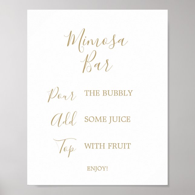 Affiche Panneau de bar de mariage à calligraphie dorée Mim (Devant)