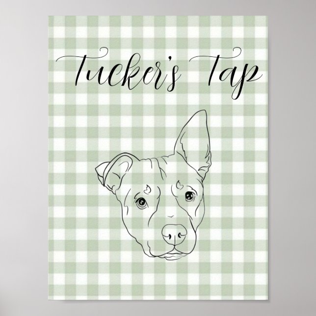 Affiche Panneau de bar de mariage avec chien  (Devant)