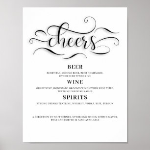 Affiche Panneau de bar de mariage Cheers