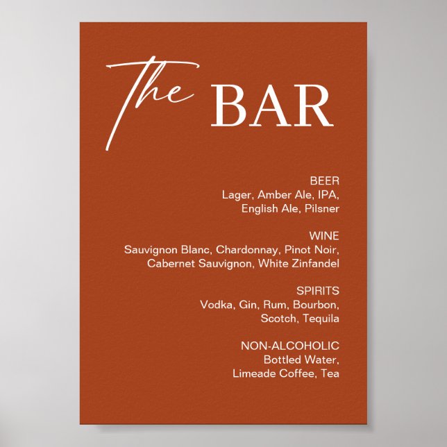 Affiche Panneau de bar de mariage en terre cuite Boho (Devant)