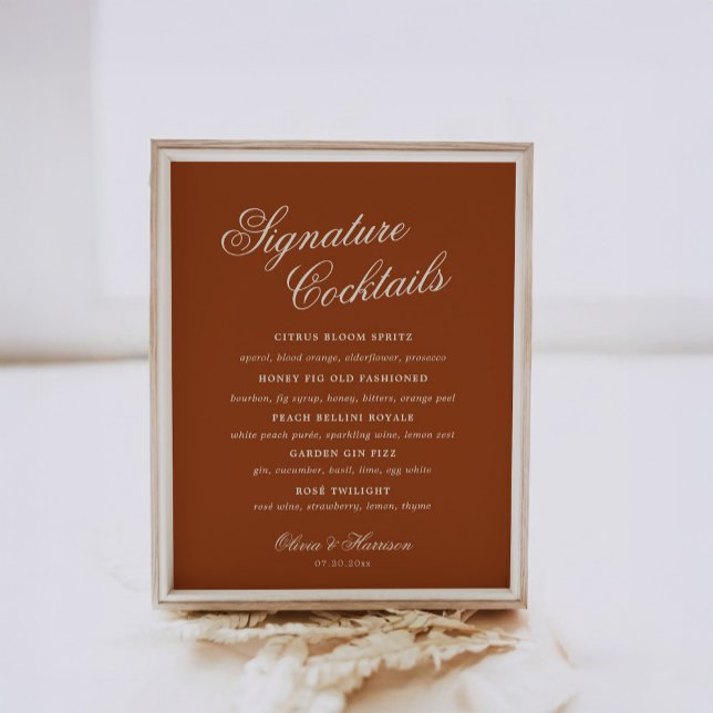 Affiche Panneau de bar de mariage en terre cuite orange br (Créateur téléchargé)