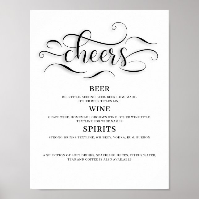 Affiche Panneau de bar de mariage Félicitations (Devant)