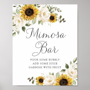 Affiche Panneau de bar de mariage floral de tournesols et 