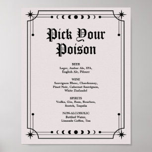 Affiche Panneau de bar de mariage Halloween sombre et maus