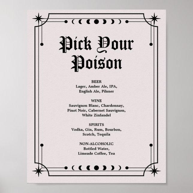 Affiche Panneau de bar de mariage Halloween sombre et maus (Devant)