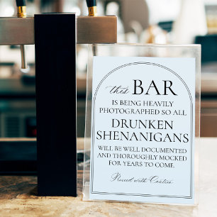 Affiche Panneau de bar de mariage minimal humour