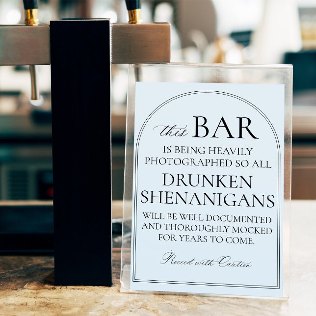 Affiche Panneau de bar de mariage minimal humour (Créateur téléchargé)