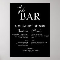 Panneau de bar de mariage noir imprimable pour boi