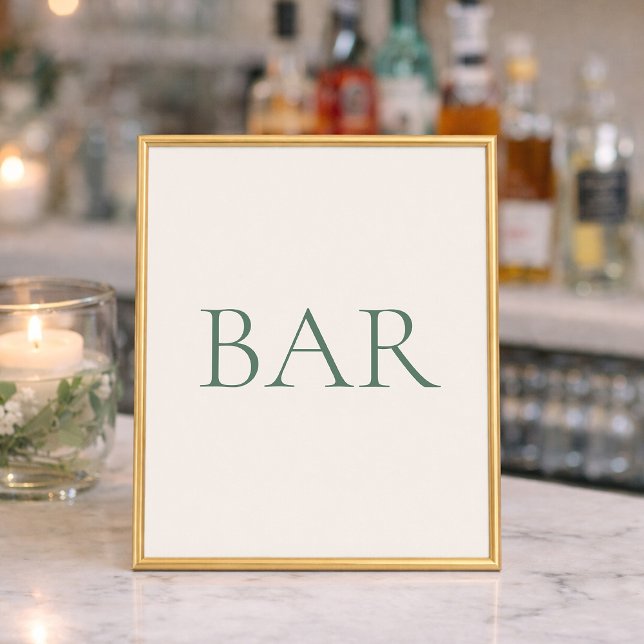 Affiche Panneau de bar de mariage vert sauge minimal (Créateur téléchargé)