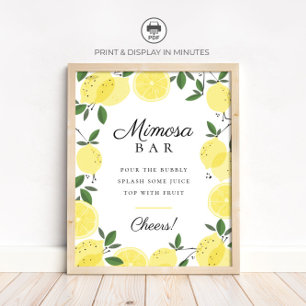 Affiche Panneau de bar de Mimosa Citron Jaune