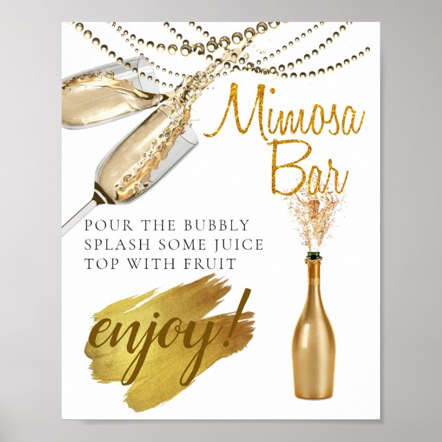 Affiche Panneau de bar de mimosa de brunch de mariage élég (Devant)