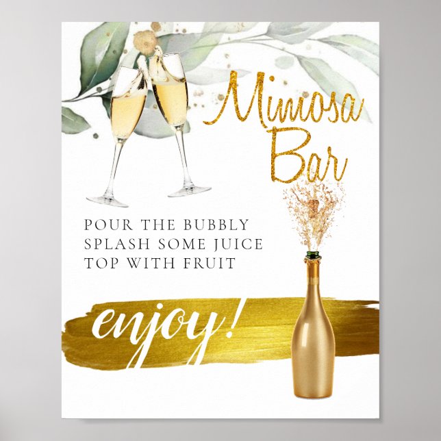 Affiche Panneau de bar de Mimosa de brunch de mariage Euca (Devant)