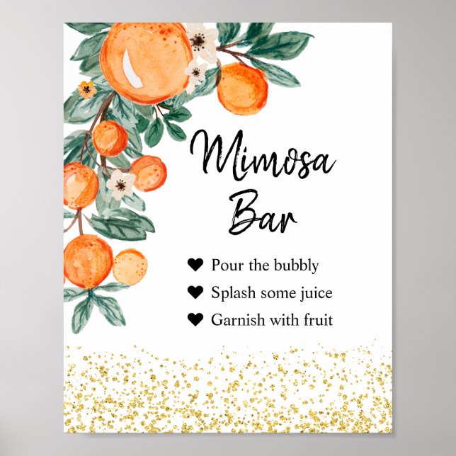Affiche Panneau de bar de mimosa d'été à l'aquarelle orang (Devant)