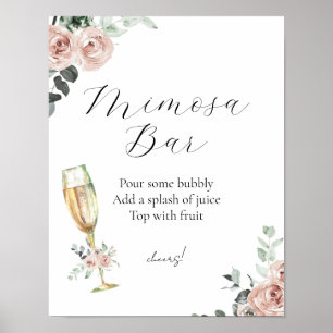 Affiche Panneau de bar de mimosa floral Brunch et Bubbly