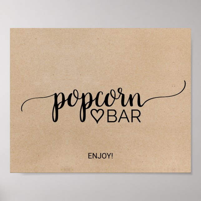 Affiche Panneau de bar de pop-corn en calligraphie kraft f (Devant)