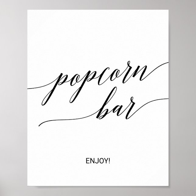 Affiche Panneau de bar de pop-corn en calligraphie noire é (Devant)