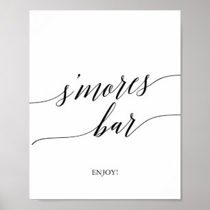 Affiche Panneau de bar de S'mores en calligraphie noire él