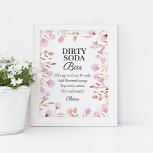 Affiche Panneau de bar de soda sale à fleurs violettes pou