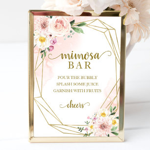 Affiche Panneau de bar géométrique floral rose blush Mimos