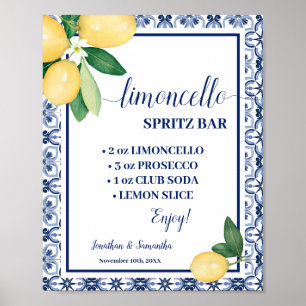 Affiche Panneau de bar Limoncello Spritz Bleu Méditerranée